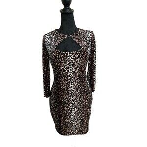 Cache Vintage Women's Velvet Leopard Print Sheath Dress Size 4
